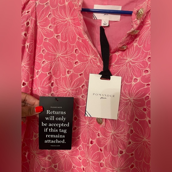 Tuckernuck Pomander Place Pink Floral Eyelet Samantha Dress - Picture 5 of 6